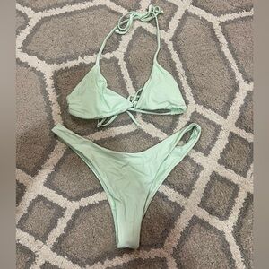 Sunny Bunny Swim Mint Green Triangle String Bikini Set